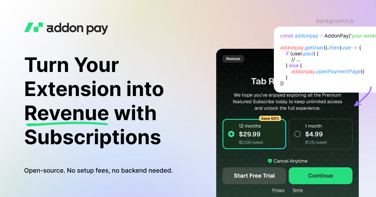 addon pay subscription