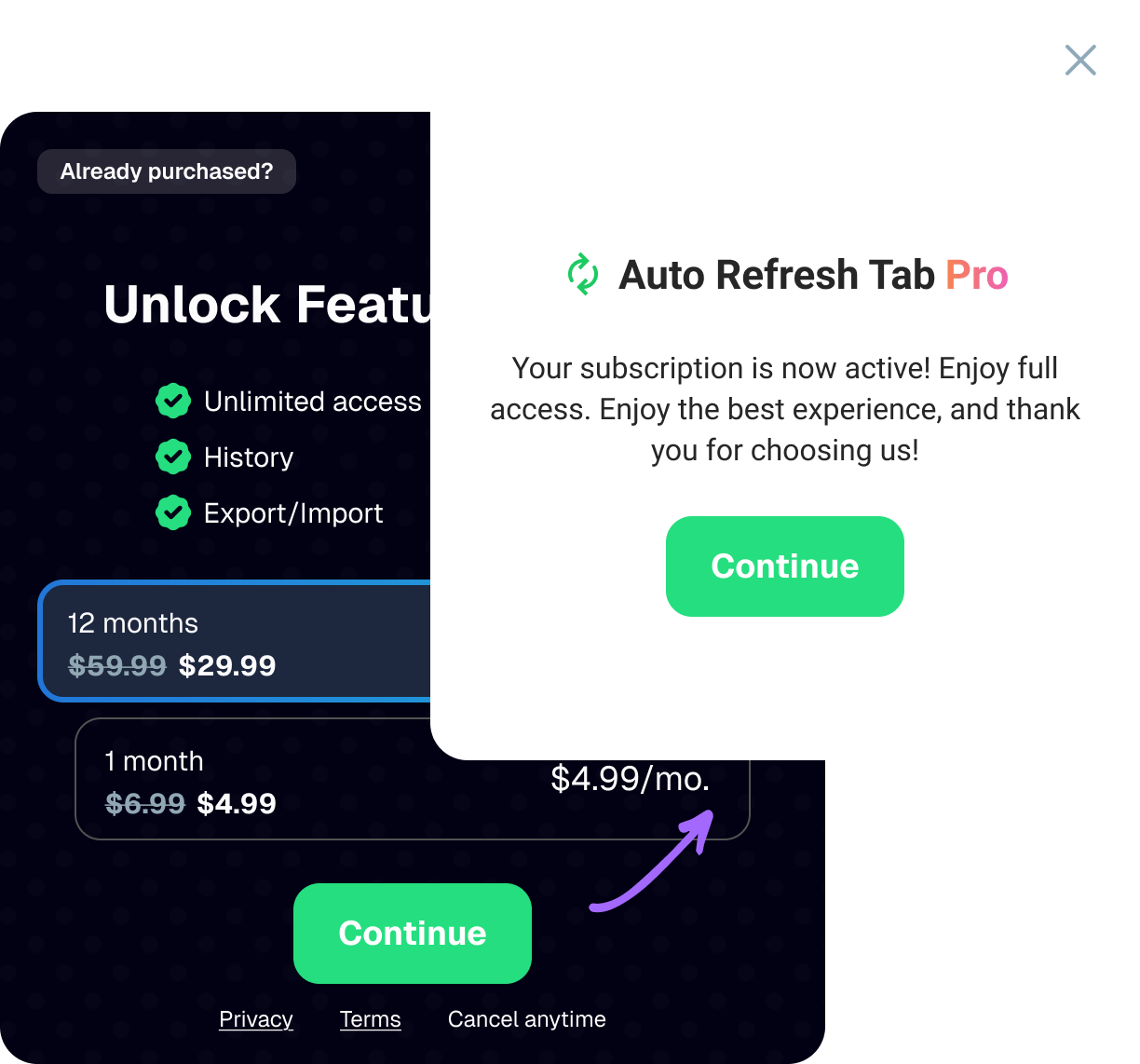addon pay vs extension pay